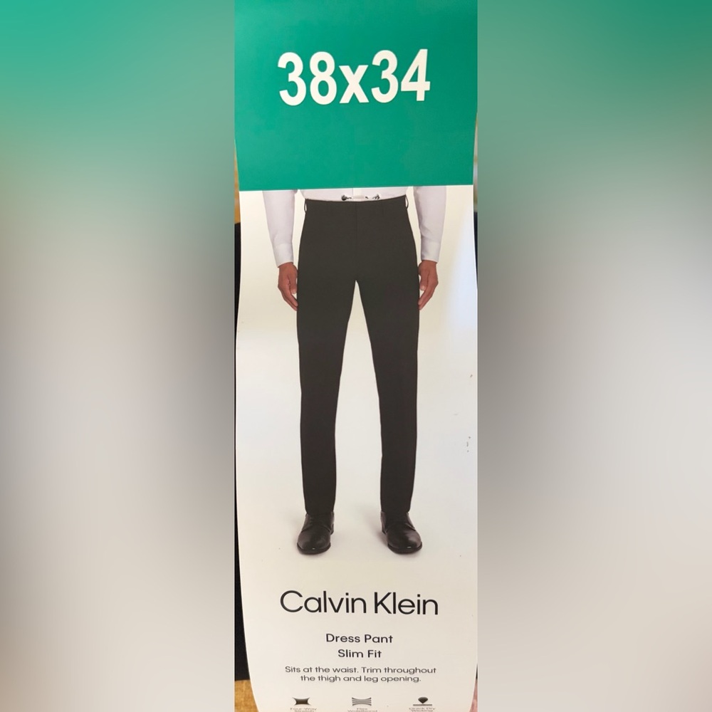 Calvin Klein Slim Fit Black Dress Pants NWT Size 38x34